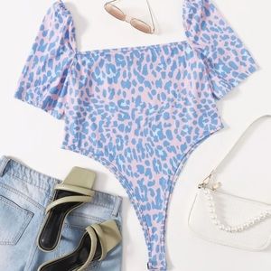 Square neck thong bodysuit NEVER WORN